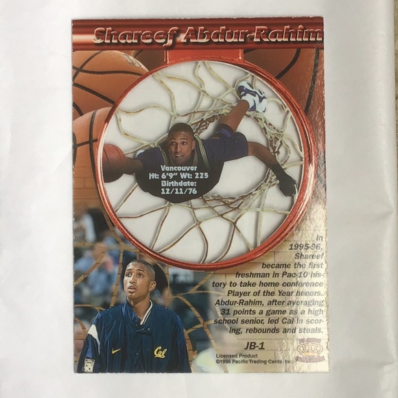 Vintage Shareef Abdur-Rahim Pacific Collection Trading Card - Picture 4 of 9